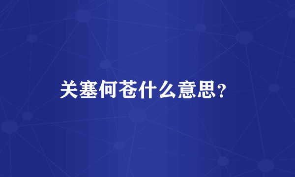 关塞何苍什么意思？