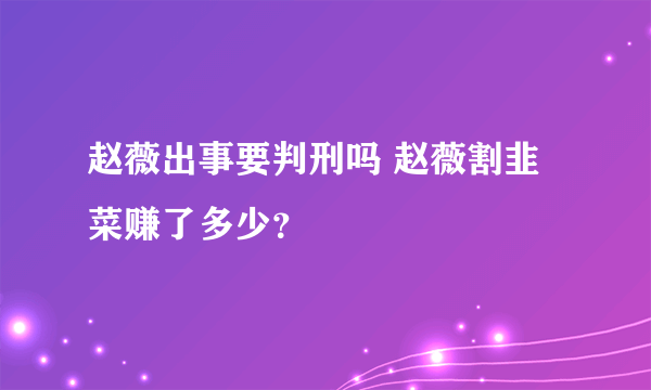 赵薇出事要判刑吗 赵薇割韭菜赚了多少？