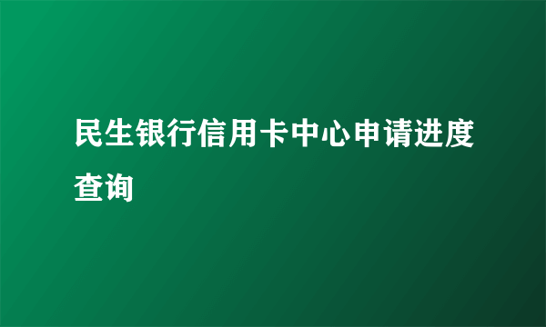 民生银行信用卡中心申请进度查询