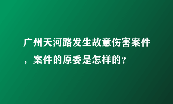 广州天河路发生故意伤害案件，案件的原委是怎样的？