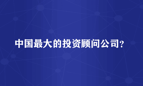 中国最大的投资顾问公司？