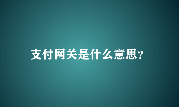 支付网关是什么意思？
