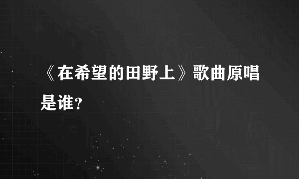 《在希望的田野上》歌曲原唱是谁？