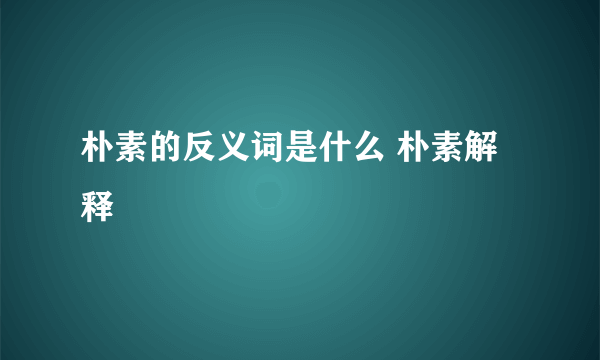 朴素的反义词是什么 朴素解释