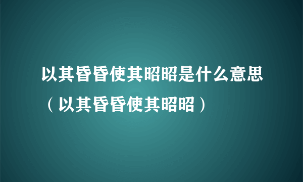 以其昏昏使其昭昭是什么意思（以其昏昏使其昭昭）