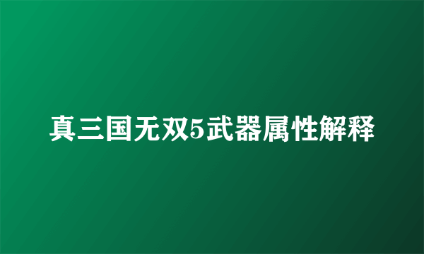 真三国无双5武器属性解释