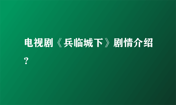 电视剧《兵临城下》剧情介绍？