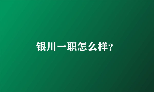 银川一职怎么样？