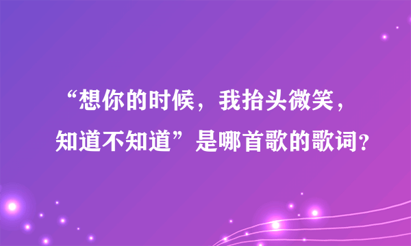 “想你的时候，我抬头微笑，知道不知道”是哪首歌的歌词？