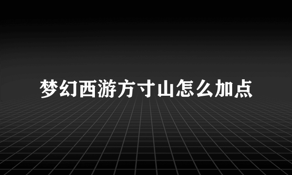 梦幻西游方寸山怎么加点