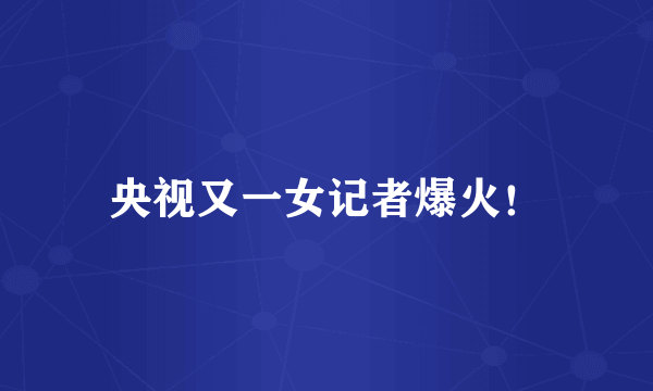 央视又一女记者爆火！