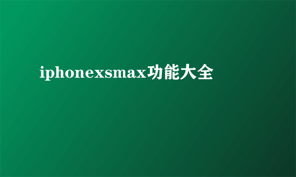 iphonexsmax功能大全
