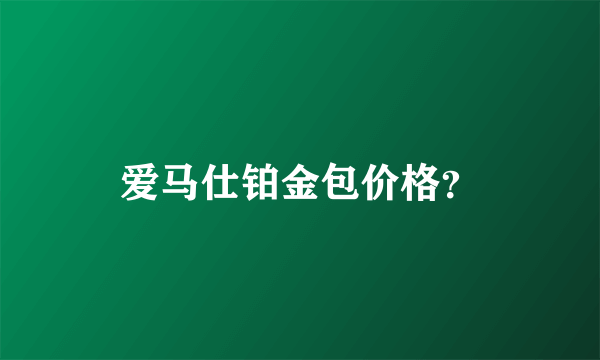 爱马仕铂金包价格？