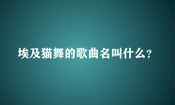 埃及猫舞的歌曲名叫什么？