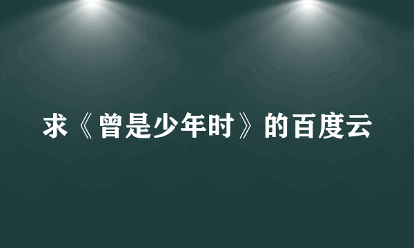 求《曾是少年时》的百度云
