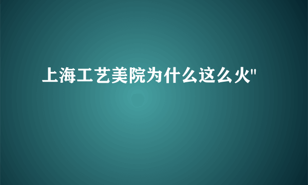 上海工艺美院为什么这么火