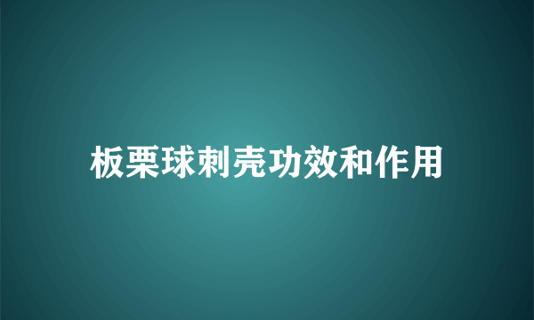 板栗球刺壳功效和作用