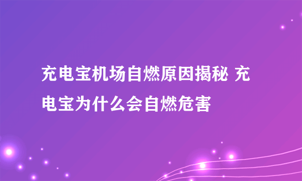 充电宝机场自燃原因揭秘 充电宝为什么会自燃危害