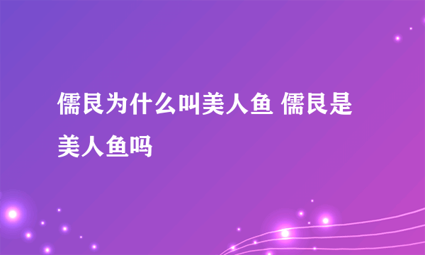 儒艮为什么叫美人鱼 儒艮是美人鱼吗