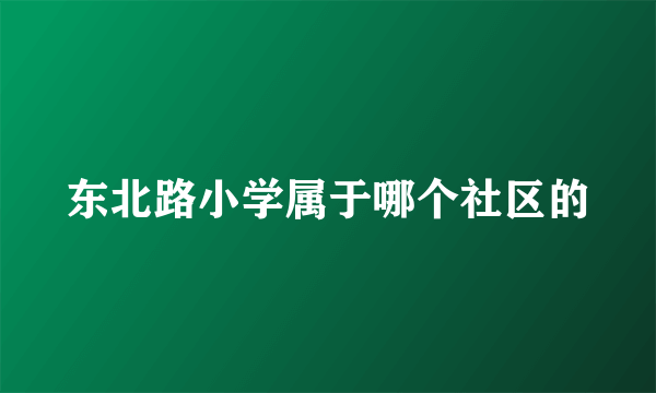东北路小学属于哪个社区的