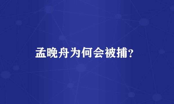 孟晚舟为何会被捕？