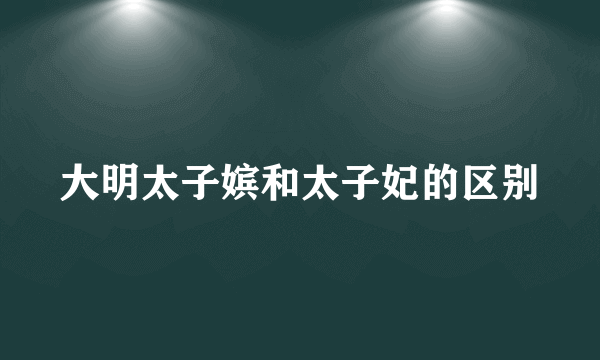 大明太子嫔和太子妃的区别