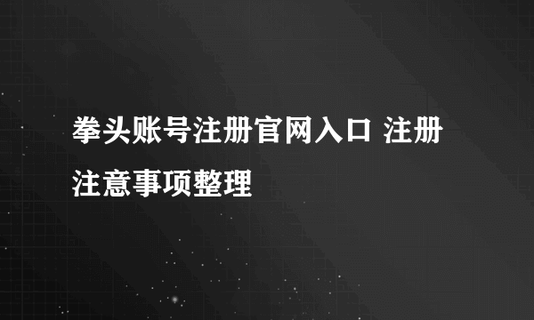 拳头账号注册官网入口 注册注意事项整理