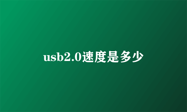 usb2.0速度是多少