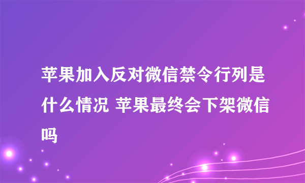 苹果加入反对微信禁令行列是什么情况 苹果最终会下架微信吗