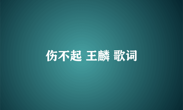 伤不起 王麟 歌词
