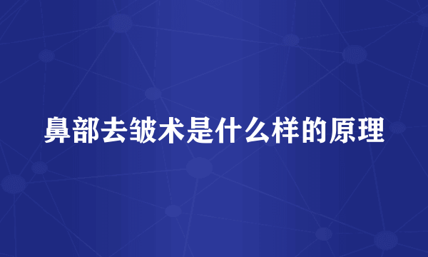 鼻部去皱术是什么样的原理