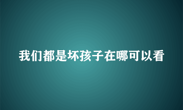 我们都是坏孩子在哪可以看