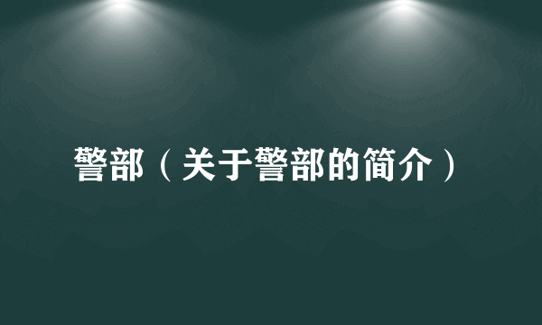 警部（关于警部的简介）