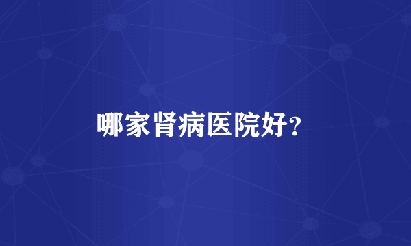 哪家肾病医院好？