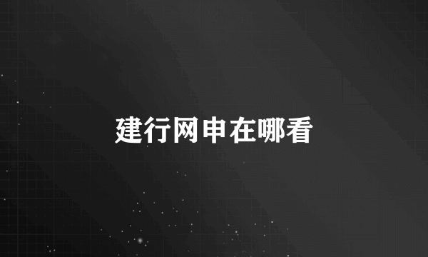 建行网申在哪看