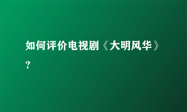 如何评价电视剧《大明风华》？