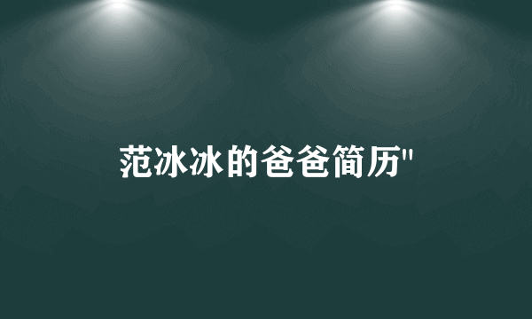 范冰冰的爸爸简历