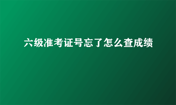 六级准考证号忘了怎么查成绩
