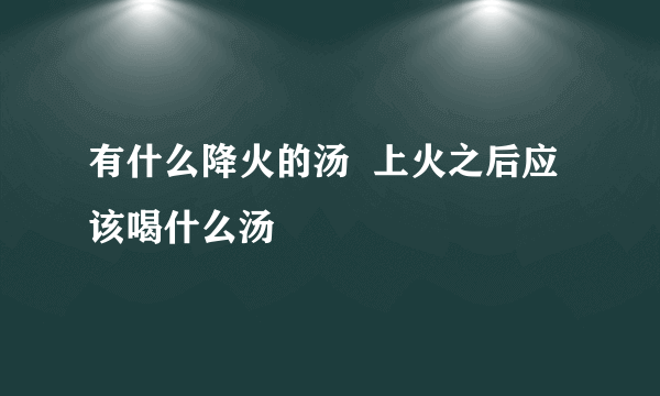有什么降火的汤  上火之后应该喝什么汤