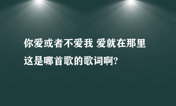 你爱或者不爱我 爱就在那里 这是哪首歌的歌词啊?