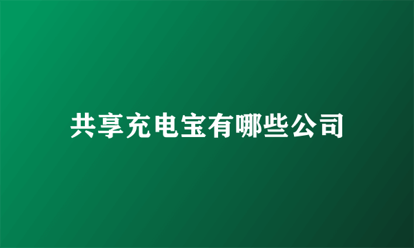 共享充电宝有哪些公司