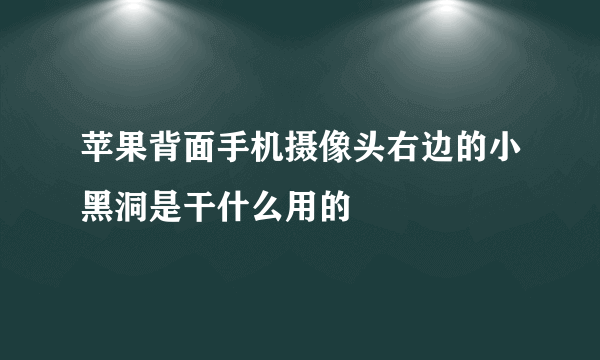 苹果背面手机摄像头右边的小黑洞是干什么用的