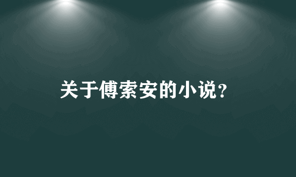 关于傅索安的小说？