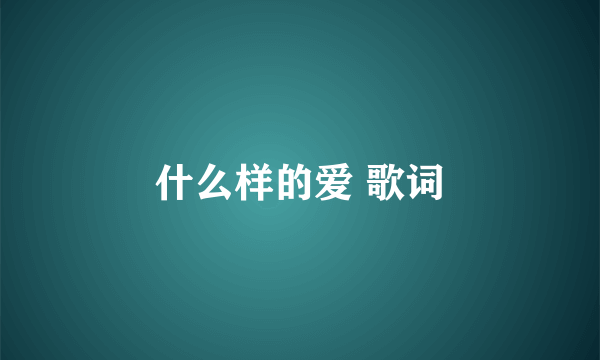 什么样的爱 歌词