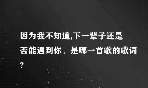 因为我不知道,下一辈子还是否能遇到你。是哪一首歌的歌词?