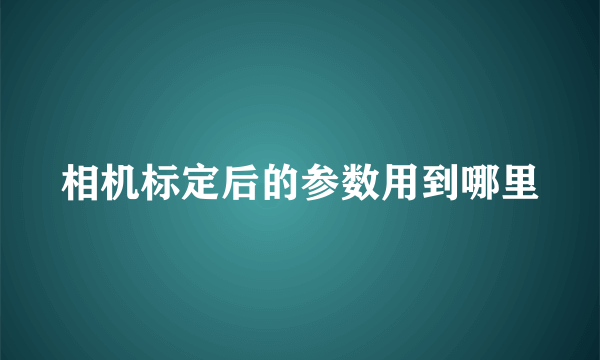 相机标定后的参数用到哪里