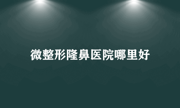 微整形隆鼻医院哪里好