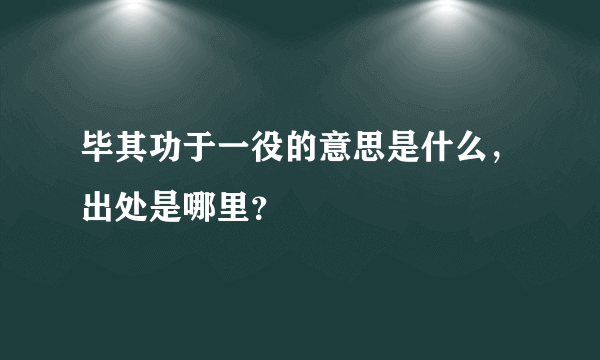 毕其功于一役的意思是什么，出处是哪里？