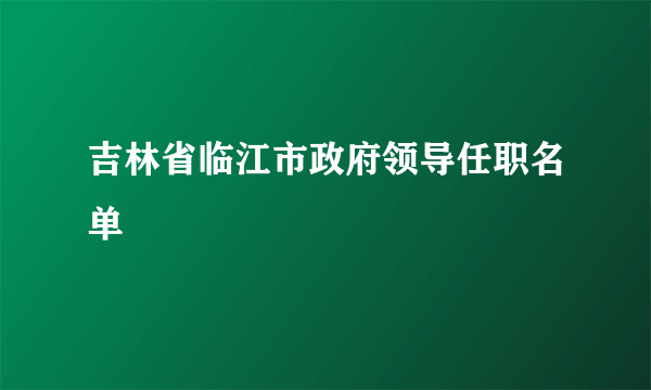 吉林省临江市政府领导任职名单