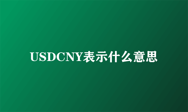 USDCNY表示什么意思
